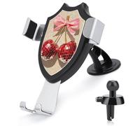 Jubonexis Two Cherries with Pink Bow Disco Ball Pieces Car Phone Holder Mount Triangle Clip Base Air Vent Cell Phone Car Mount Automotive Accessories for 4-6 Inches Cell Smartphones