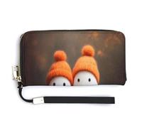 Jubonexis Two Cute Ghosts in an Autumn Forest PU Leather Clutch Long Bifold Wallet, Coin Purse Credit Pass Case, Durable Card-Holder Money Storage for Women Men