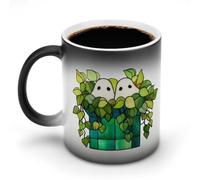 Jubonexis Two Cute Ghosts in Green Plant Pot Color Changing Mugs Heat Changing Ceramic Coffee Mug Novelty Funny Tea Water Cup 11OZ