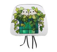 Jubonexis Two Cute Ghosts in Green Plant Pot Printed Car Headrest Cover,2 Pieces, Elastic Comfort Head Rest Cover for Women Men, Universal Fits Most Cars Van SUV Truck, Car Interior Decor Accessories