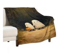 Jubonexis Two Cute Ghosts Walking Forest Path Anti Pilling Throw Blankets Cozy Durable Blanket for Bedroom Living Rooms Couch Sofa Bed 50"x60"
