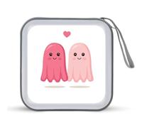 Jubonexis Two Cute Pink Ghosts with Hearts CD Case DVD Storage Case Portable for Car Home Travel