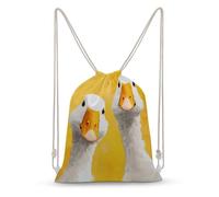 Jubonexis Two Ducks with Long Necks on Yellow Drawstring Backpack Canvas String Bag Lightweight Sports Gym Bag for Men Women