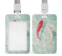 Jubonexis Two Fish Swimming in The Water ID Badge Holder Retractable Clip Card Holder Card Protector Name Badge Name Tag for Work Office Doctor Nurse