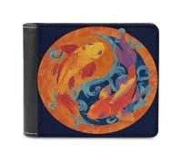 Jubonexis Two Fish Swimming Soft PU Leather Bifold Wallet, Coin Purse Credit Pass Case, Durable Card-Holder Slim Billfold for Men Woman Money Storage