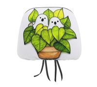 Jubonexis Two Ghosts Inside Plant Pot Printed Car Headrest Cover,2 Pieces, Elastic Comfort Head Rest Cover for Women Men, Universal Fits Most Cars Van SUV Truck, Car Interior Decor Accessories