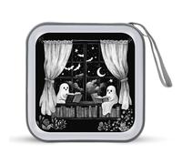 Jubonexis Two Ghosts Reading Books Library Window CD Case DVD Storage Case Portable for Car Home Travel