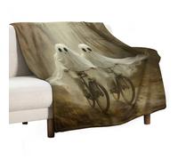 Jubonexis Two Ghosts Riding Bicycle Misty Forest Path Anti Pilling Throw Blankets Cozy Durable Blanket for Bedroom Living Rooms Couch Sofa Bed 50"x60"