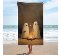 Jubonexis Two Ghosts Sitting Campfire Roasting Beach Towel Sand Free Microfiber Large Shower Towels Multipurpose Absorbent for Bathroom Pool 130x80 CM