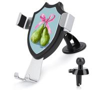 Jubonexis Two Green Pears with Pink Ribbon Car Phone Holder Mount Triangle Clip Base Air Vent Cell Phone Car Mount Automotive Accessories for 4-6 Inches Cell Smartphones