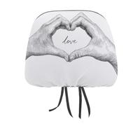 Jubonexis Two Hand Making A Heart Shape Printed Car Headrest Cover,2 Pieces, Elastic Comfort Head Rest Cover for Women Men, Universal Fits Most Cars Van SUV Truck, Car Interior Decor Accessories