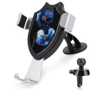 Jubonexis Two Huge Blue And Gold Flowers Car Phone Holder Mount Triangle Clip Base Air Vent Cell Phone Car Mount Automotive Accessories for 4-6 Inches Cell Smartphones