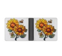 Jubonexis Two Large Sunflowers with Rich Yellow Petals Soft PU Leather Bifold Wallet, Coin Purse Credit Pass Case, Durable Card-Holder Slim Billfold for Men Woman Money Storage