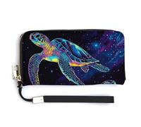 Jubonexis Two Neon Sea Turtles PU Leather Clutch Long Bifold Wallet, Coin Purse Credit Pass Case, Durable Card-Holder Money Storage for Women Men