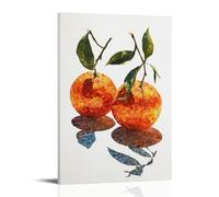 Jubonexis Two Oranges in Disco Balls Mosaic Tiles Wall Art Poster Canvas Print Painting Aesthetic Picture for Living Room Farmhouse Decor 12x18inch(30x45cm) Frame