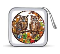Jubonexis Two Owls on Oak Branch CD Case DVD Storage Case Portable for Car Home Travel