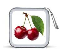Jubonexis Two Red Cherries with Leaves CD Case DVD Storage Case Portable for Car Home Travel