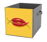 Jubonexis Two Red Chili Peppers in The Shape of Lips Cube Storage Bins Storage Cubes Foldable Decorative Fabric Storage Baskets Home Organizers with Handles for Shelves,Closet, 27x27 CM