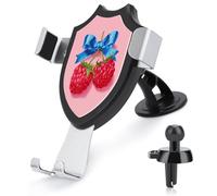 Jubonexis Two Red Raspberries with Blue Ribbon Car Phone Holder Mount Triangle Clip Base Air Vent Cell Phone Car Mount Automotive Accessories for 4-6 Inches Cell Smartphones