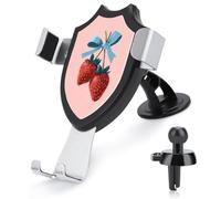 Jubonexis Two Red Strawberries with Blue Ribbon Car Phone Holder Mount Triangle Clip Base Air Vent Cell Phone Car Mount Automotive Accessories for 4-6 Inches Cell Smartphones