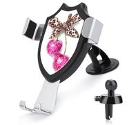 Jubonexis Two Shiny Pink Cherries Disco Ball Car Phone Holder Mount Triangle Clip Base Air Vent Cell Phone Car Mount Automotive Accessories for 4-6 Inches Cell Smartphones