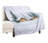 Jubonexis Two Small Log Cabins in The Snow Anti Pilling Throw Blankets Cozy Durable Blanket for Bedroom Living Rooms Couch Sofa Bed 50"x60"