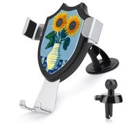 Jubonexis Two Sunflowers in A Vase Mid-century Car Phone Holder Mount Triangle Clip Base Air Vent Cell Phone Car Mount Automotive Accessories for 4-6 Inches Cell Smartphones