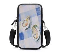 Jubonexis Two Tiny Open Oysters Crossbody Mobile Phone Bag Smartphone Bag With Adjustable Strap black