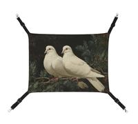 Jubonexis Two White Doves Perched on Evergreen Branch Breathable Pet Hammock with Adjustable Straps Reversible Cat Hanging Bed Dog Mats