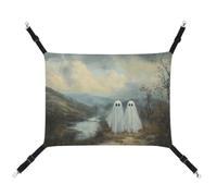 Jubonexis Two White Ghosts Hill River Breathable Pet Hammock with Adjustable Straps Reversible Cat Hanging Bed Dog Mats