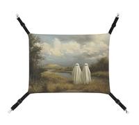 Jubonexis Two White Ghosts Hill River Classic Breathable Pet Hammock with Adjustable Straps Reversible Cat Hanging Bed Dog Mats