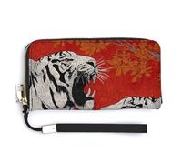 Jubonexis Two White Tiger PU Leather Clutch Long Bifold Wallet, Coin Purse Credit Pass Case, Durable Card-Holder Money Storage for Women Men