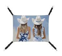 Jubonexis Two Women White Cowgirl Hats Breathable Pet Hammock with Adjustable Straps Reversible Cat Hanging Bed Dog Mats