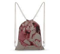 Jubonexis Two Young Women Drawstring Backpack Canvas String Bag Lightweight Sports Gym Bag for Men Women