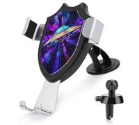 Jubonexis Ufo in Space Stained Glass Car Phone Holder Mount Triangle Clip Base Air Vent Cell Phone Car Mount Automotive Accessories for 4-6 Inches Cell Smartphones