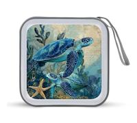 Jubonexis Underwater Sea Turtles Starfish CD Case DVD Storage Case Portable for Car Home Travel