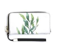 Jubonexis Underwater Seaweed Soft Pastel Green PU Leather Clutch Long Bifold Wallet, Coin Purse Credit Pass Case, Durable Card-Holder Money Storage for Women Men