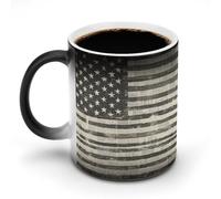 Jubonexis USA Newspaper Pattern Black and White Color Changing Mugs Heat Changing Ceramic Coffee Mug Novelty Funny Tea Water Cup 11OZ