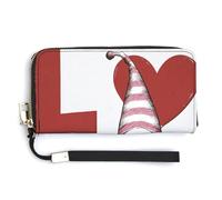Jubonexis Valentine's Day Gnome Word Love PU Leather Clutch Long Bifold Wallet, Coin Purse Credit Pass Case, Durable Card-Holder Money Storage for Women Men