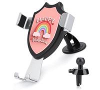 Jubonexis Valentine's Day Rainbow on Pink Car Phone Holder Mount Triangle Clip Base Air Vent Cell Phone Car Mount Automotive Accessories for 4-6 Inches Cell Smartphones