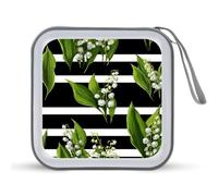 Jubonexis Valley Flowers and Green Leaves CD Case DVD Storage Case Portable for Car Home Travel