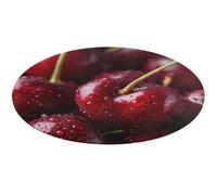 Jubonexis Vibrant Red Cherries Minimal Large Round Carpet Area Rug Mat Modern Non Slip Circular Rugs 36inch(90cm)