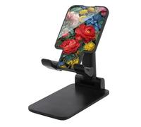 Jubonexis Vibrant Red Pink Peonies Blue Foliage Cell Phone Stand Foldable Adjustable Phone Stand for Desk