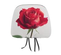 Jubonexis Vibrant Soft Red Rose Printed Car Headrest Cover,2 Pieces, Elastic Comfort Head Rest Cover for Women Men, Universal Fits Most Cars Van SUV Truck, Car Interior Decor Accessories