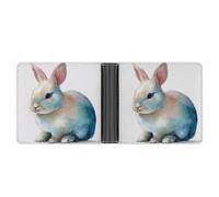 Jubonexis Vibrant Watercolor A Rabbit Soft PU Leather Bifold Wallet, Coin Purse Credit Pass Case, Durable Card-Holder Slim Billfold for Men Woman Money Storage
