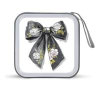 Jubonexis Victorian Black Coquette Bow with Rose Spooky CD Case DVD Storage Case Portable for Car Home Travel