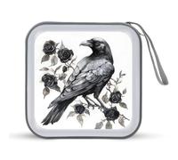 Jubonexis Victorian Crow Black Roses Spooky Halloween CD Case DVD Storage Case Portable for Car Home Travel