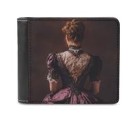 Jubonexis Victorian Lady in Regal Dress Soft PU Leather Bifold Wallet, Coin Purse Credit Pass Case, Durable Card-Holder Slim Billfold for Men Woman Money Storage
