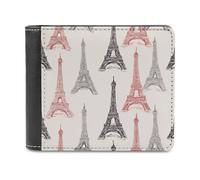 Jubonexis Vintage Abstract Tower Soft PU Leather Bifold Wallet, Coin Purse Credit Pass Case, Durable Card-Holder Slim Billfold for Men Woman Money Storage