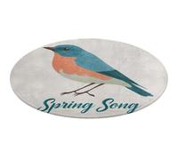 Jubonexis Vintage Bird Blue Spring Song Large Round Carpet Area Rug Mat Modern Non Slip Circular Rugs 36inch(90cm)